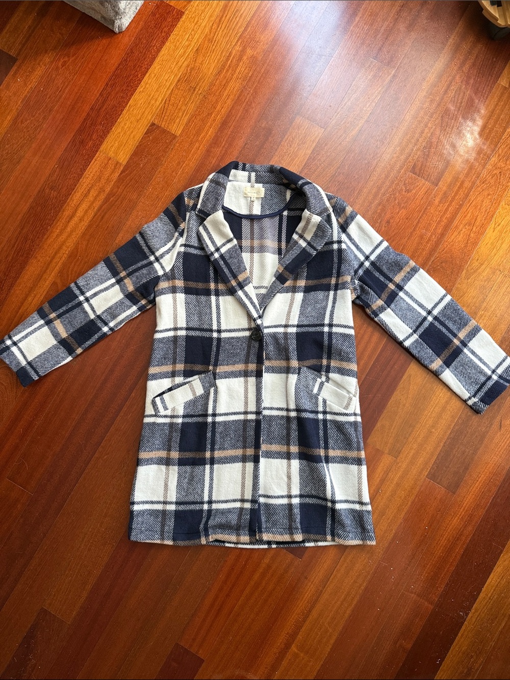 Plaid Navy Pea Coat